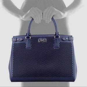 Salvatore Ferragamo Blue Perforated Satchel